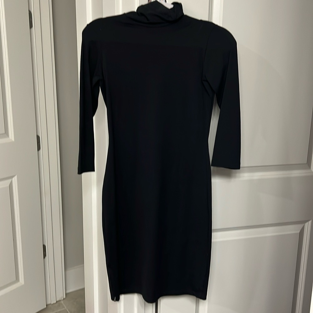 black turtleneck midi dress